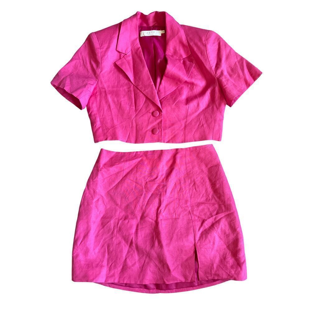 Women’s ASTR The Label Kiria Jacket and Covina Skirt Set in Pink Size Small